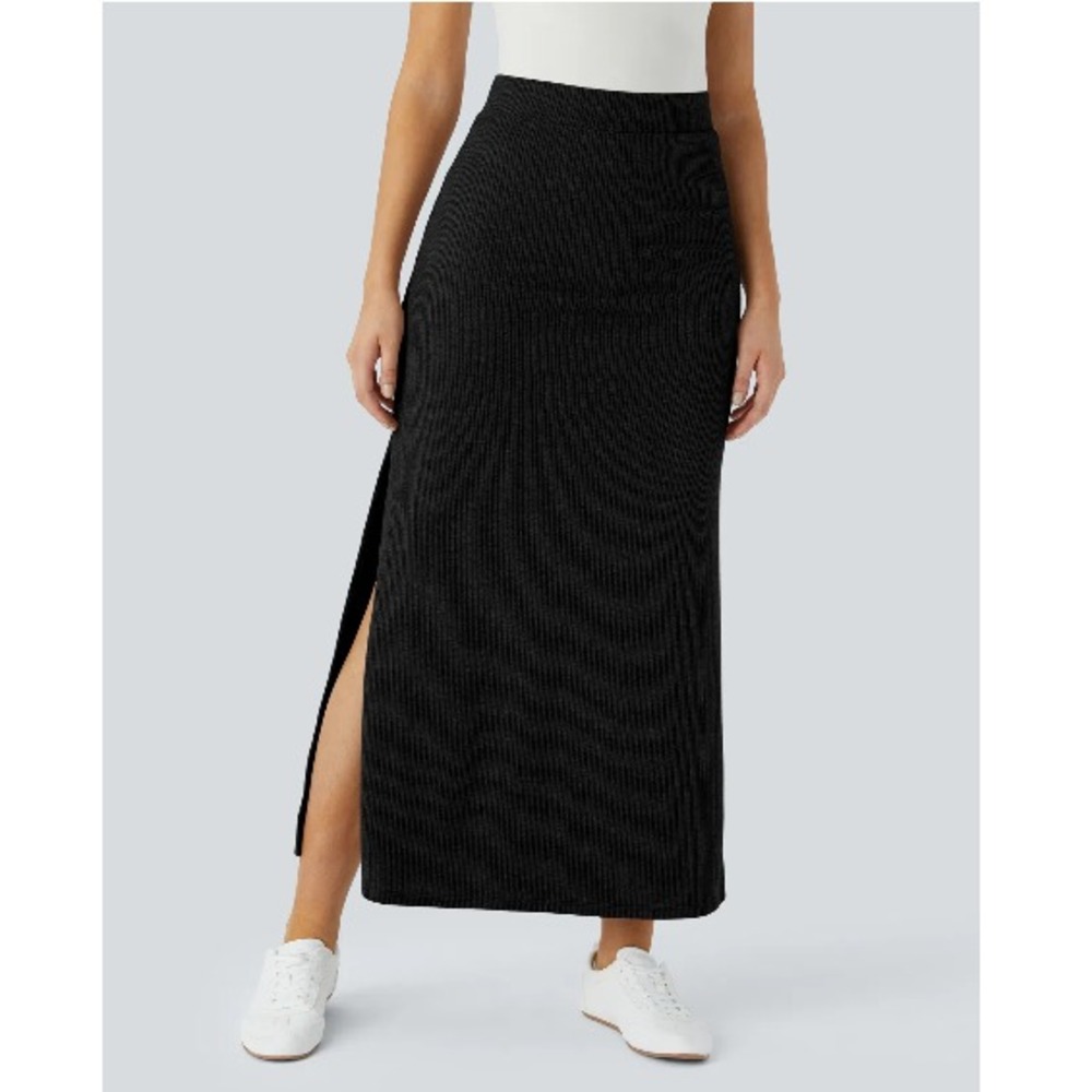Halara Women's Ribbed High Waisted Hem A Line Maxi Casual Skirt Size M